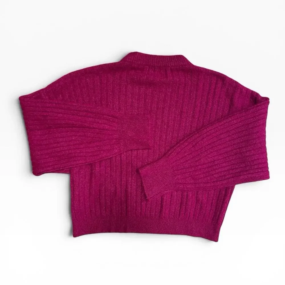 La Petite Maille FRNCH Drop Shoulder Crop Ribbed Knit Sweater